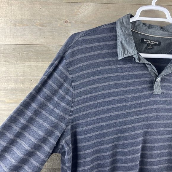 Banana Republic Mens Shirt Long Sleeve Collared Striped Luxury Touch Cotton XXL - Picture 4 of 8
